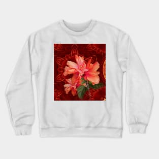 Orange hibiscus and vibrant kaleidoscope Crewneck Sweatshirt